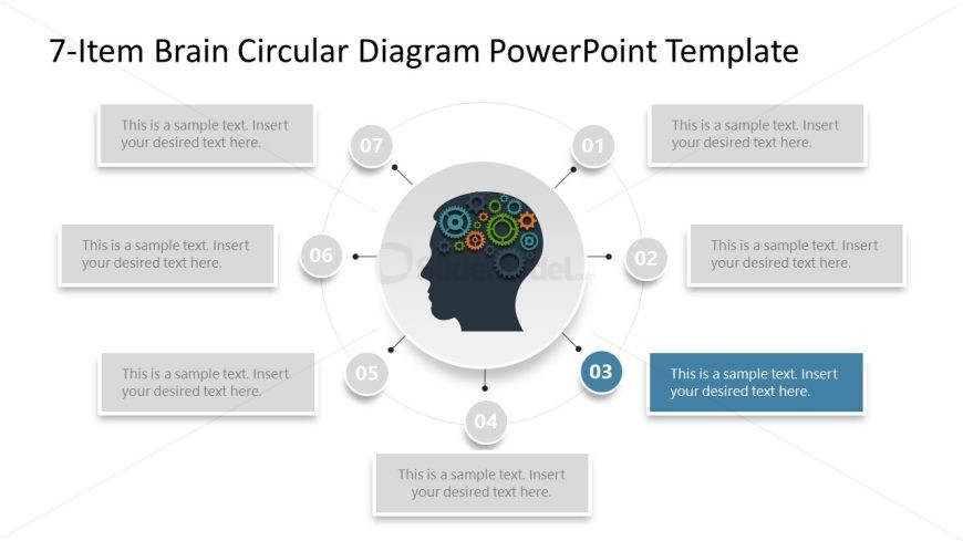 7-Item Brain Circular Diagram PPT Slide