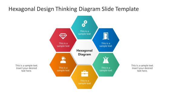 6-Item Hexagonal Design Thinking Diagram PowerPoint Template