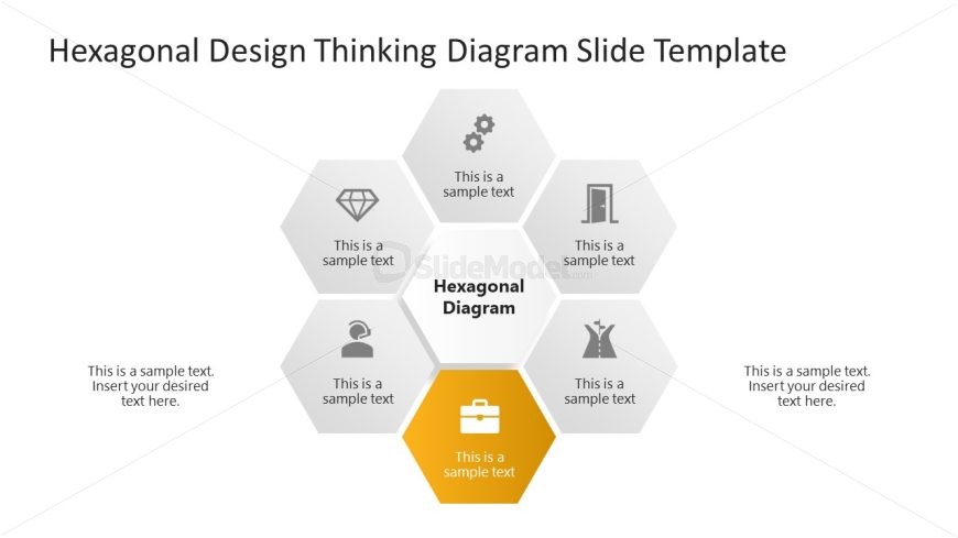 6-Item Hexagonal Design Diagram PPT Slide