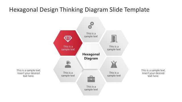 Customizable 6-Item Hexagonal Thinking Diagram PPT Template