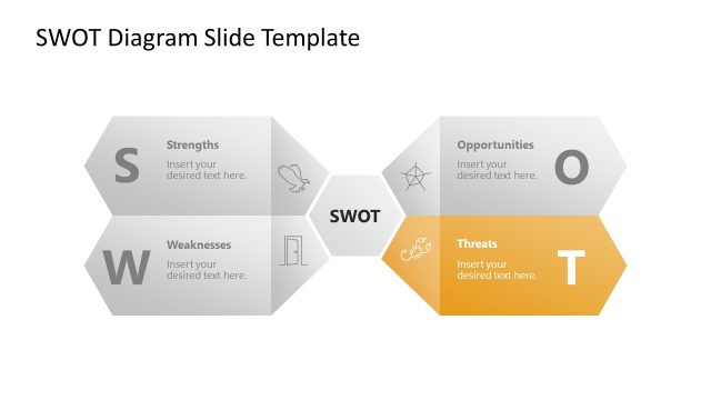 Hexagonal SWOT Diagram Template for Presentation