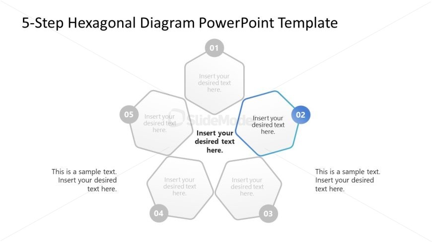 5-Step Hexagonal Diagram Template for PowerPoint