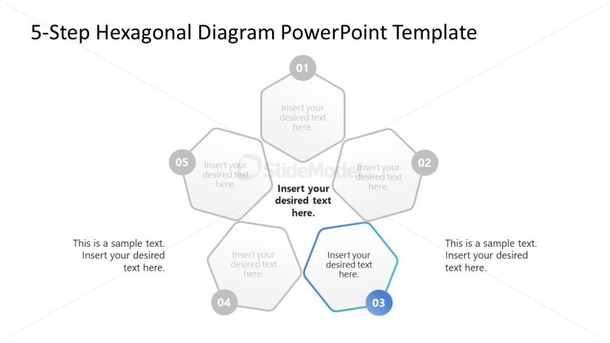 5-Step Hexagonal Diagram Template for Presentation