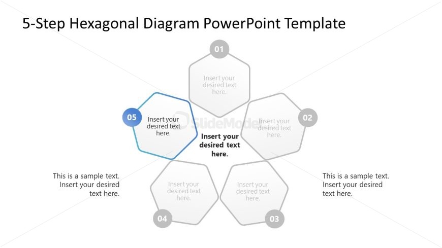 5-Step Hexagonal Diagram Slide PPT Template