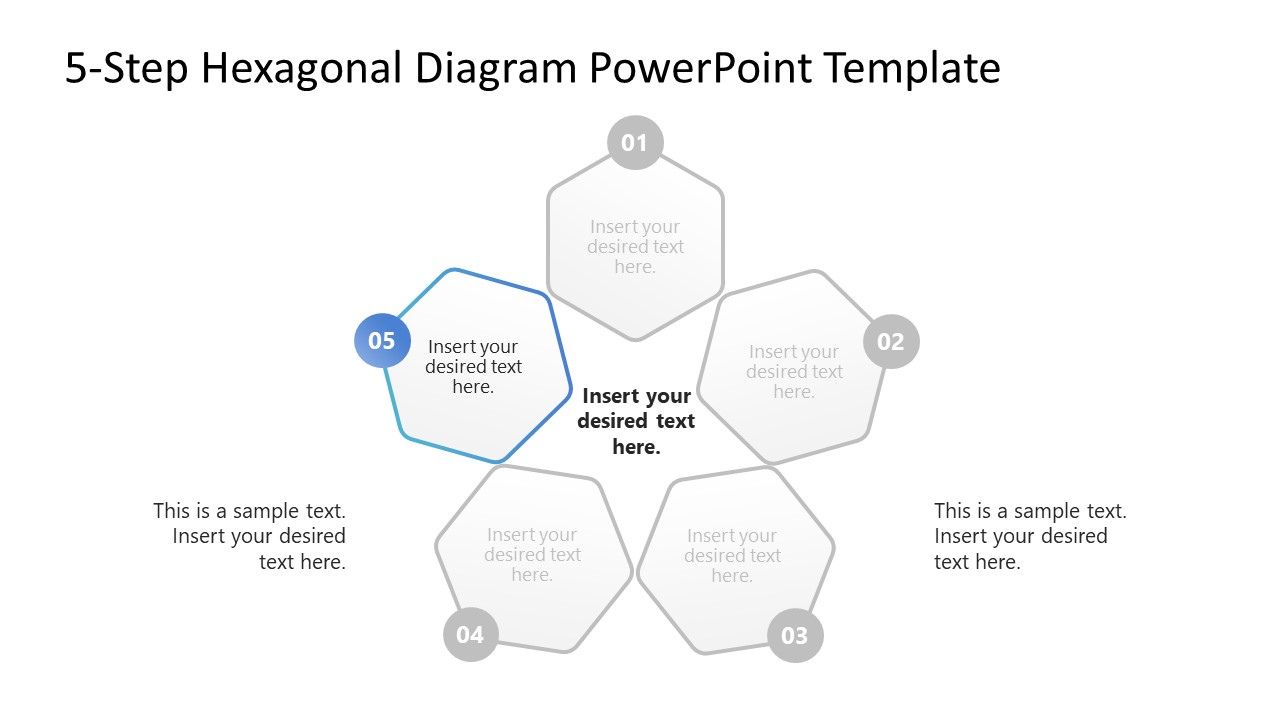 5-Step Hexagonal Diagram PowerPoint Template