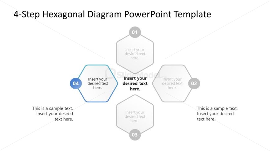 4-Step Hexagonal Diagram Template Slide