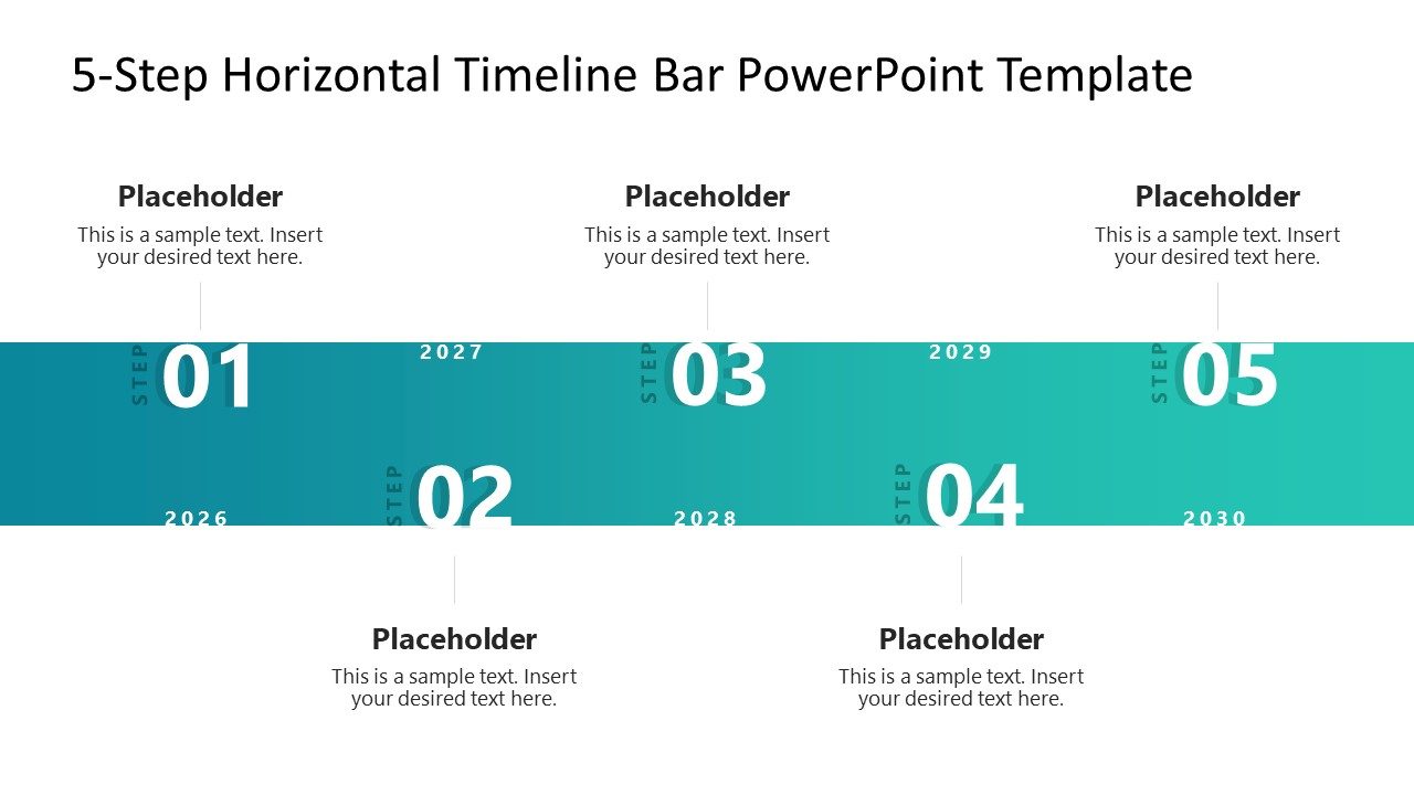 5-Step Horizontal Timeline Bar PowerPoint Template