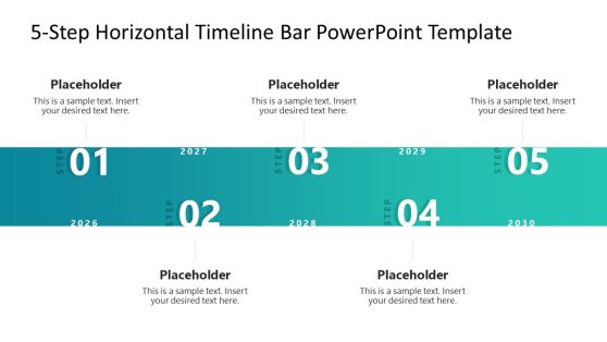 5-Step Horizontal Timeline Bar PowerPoint Template