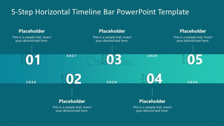 5-Step Horizontal Timeline Bar Template for Presentation