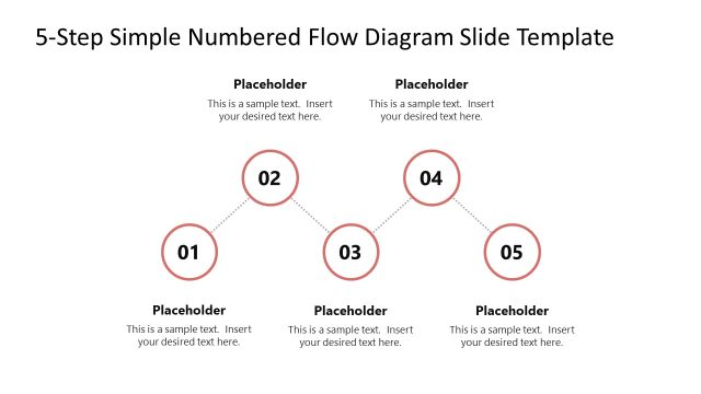 5-Step Simple Numbered Flow Diagram PowerPoint Template