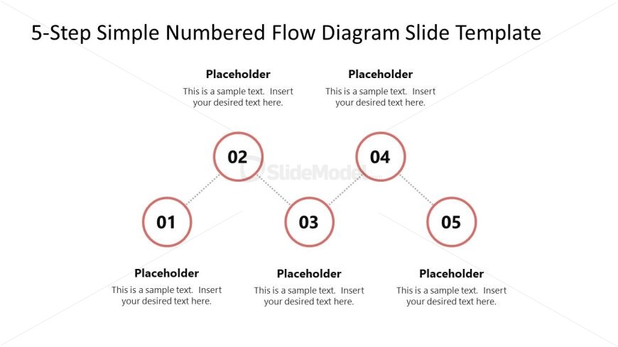 5-Step Simple Numbered Flow Diagram Presentation Template