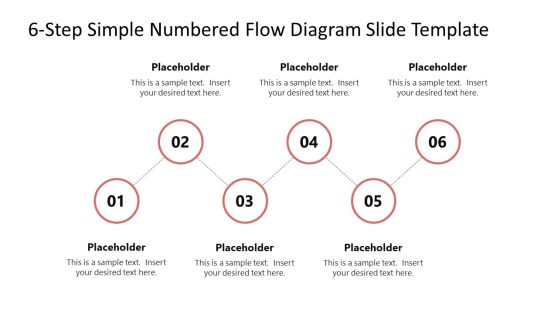 6-Step Simple Numbered Flow Diagram PowerPoint Template