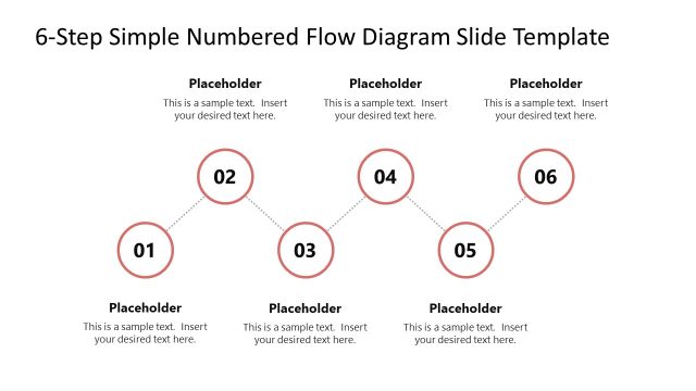6-Step Simple Numbered Flow Diagram PowerPoint Template