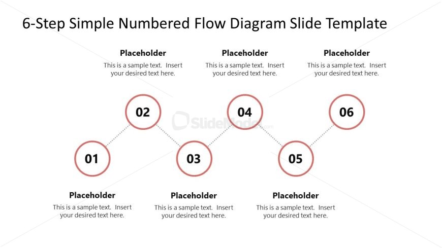 6-Step Simple Numbered Flow Diagram Presentation Template