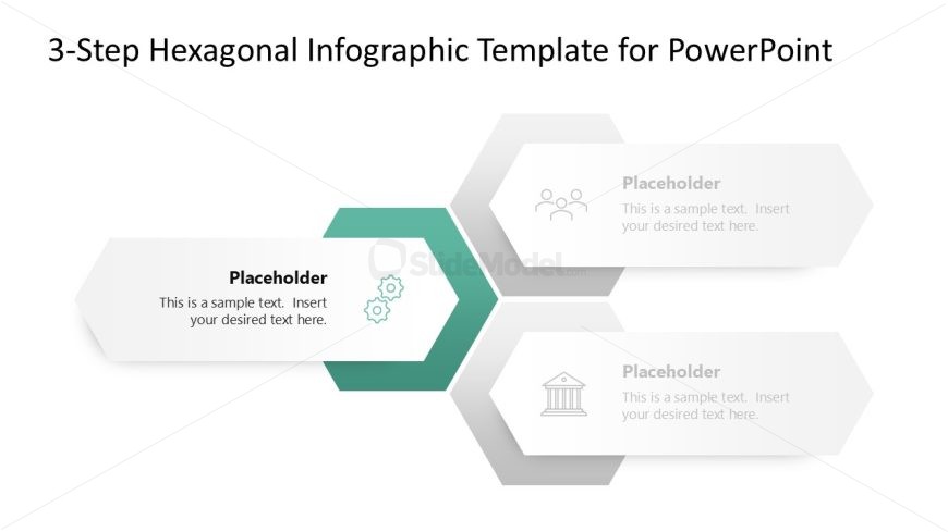 3-Step Hexagonal Infographic Template for PowerPoint