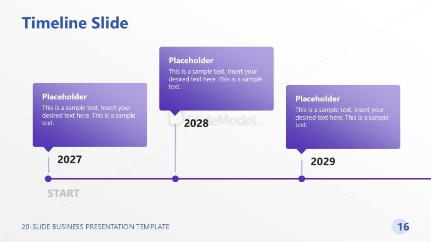 Horizontal Timeline Diagram for Business Process Presentation