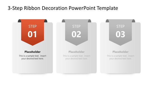 Customizable 3-Step Ribbon Decoration PPT Template