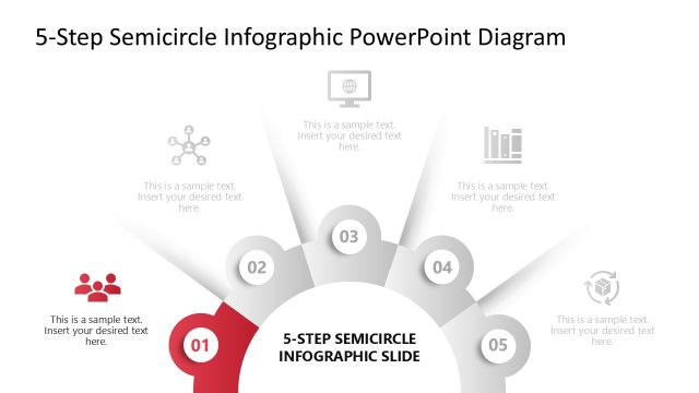 Step 1 Slide – 5-Step Semicircle Infographic PPT Diagram