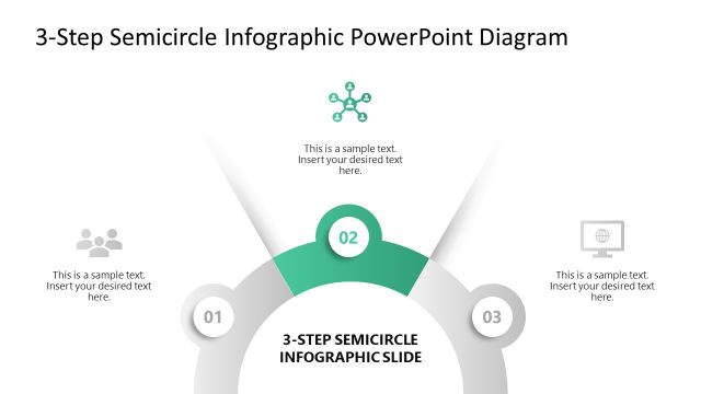 Editable 3-Step Semicircle Infographic PPT Diagram