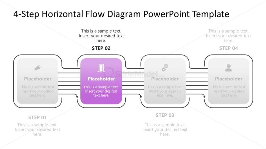 4-Step Horizontal Flow Template for Presentation