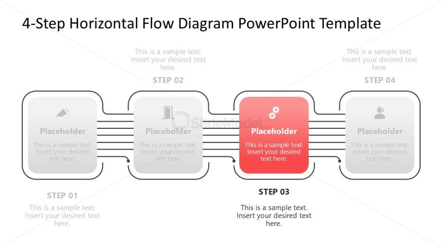4-Step Horizontal Flow Template Slide