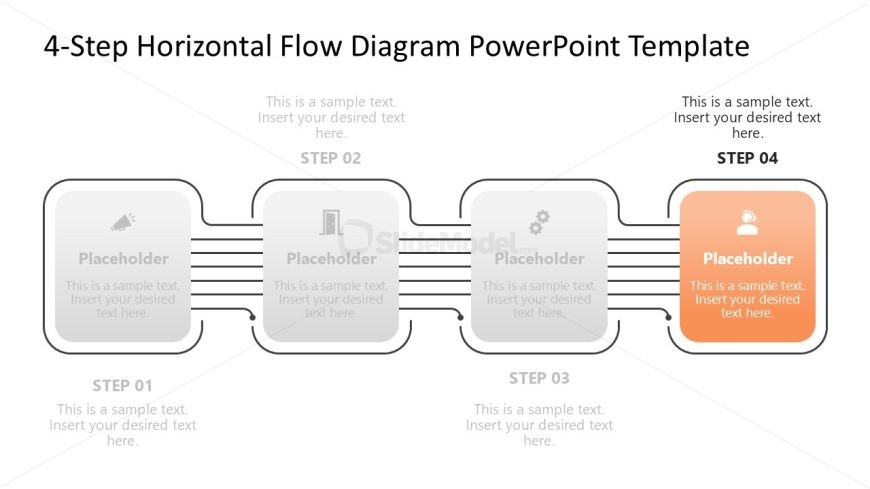 4-Step Horizontal Flow Slide PPT Template