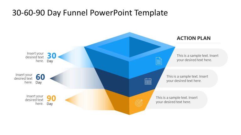 3D Funnel Diagram - 30-60-90 Day Action Plan PPT Template - SlideModel