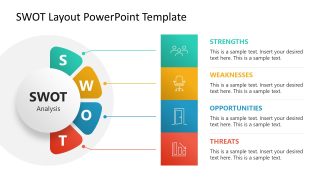 SWOT Layout PowerPoint Slide with Circular Diagram 