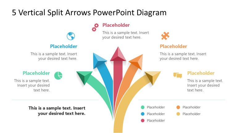 5 Vertical Split Arrows Presentation Template - SlideModel