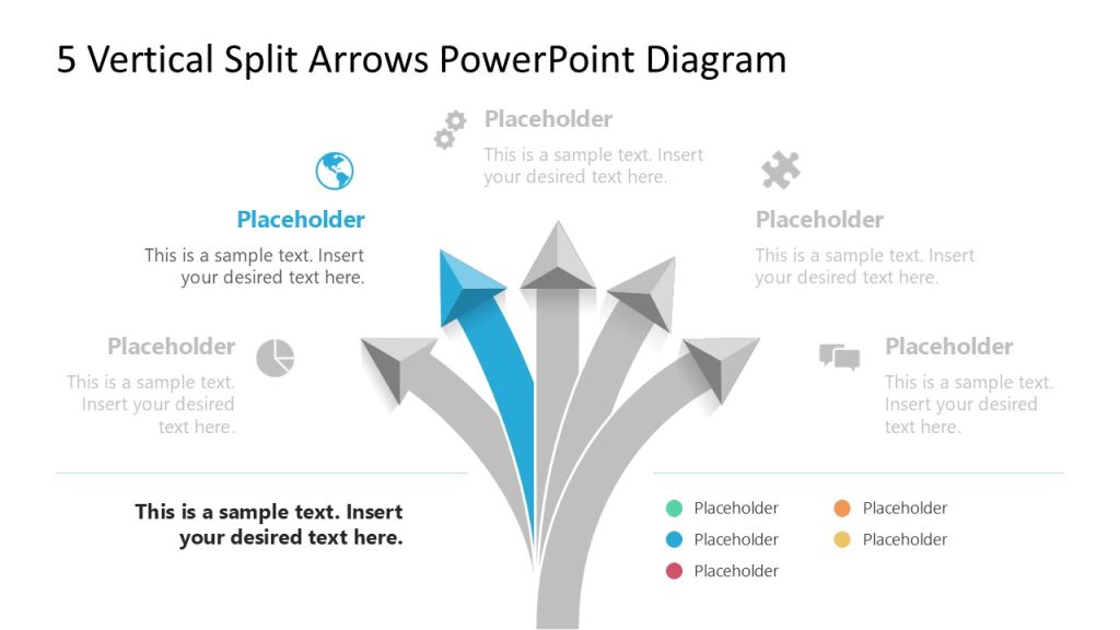 Customizable 5 Vertical Split Arrows PPT Template - SlideModel