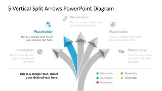 5 Vertical Split Arrows Template with Focus Slide 