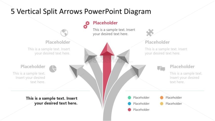 5 Vertical Split Arrows Presentation Slide