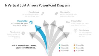 Editable 6-Vertical Split Arrows Template for PowerPoint 