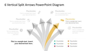 Editable 6-Vertical Split Arrows Diagram Slide 