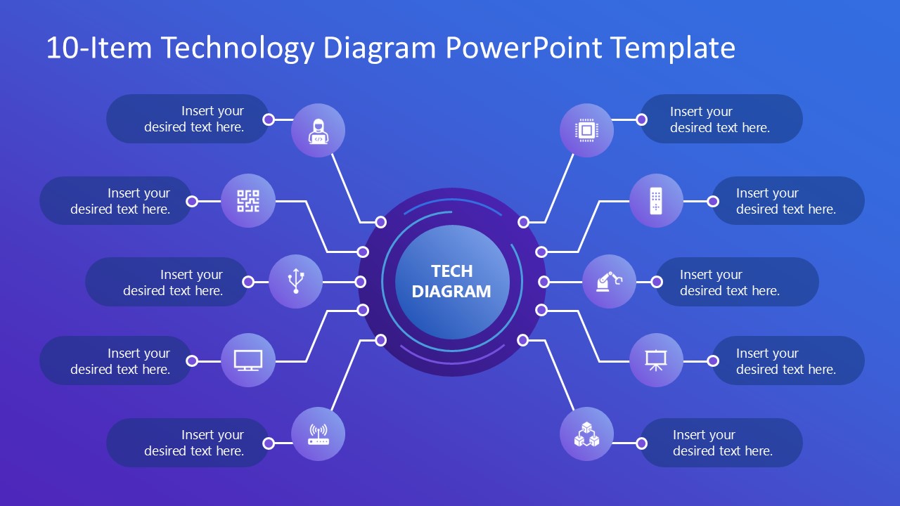 10-Item Technology Diagram PowerPoint Template