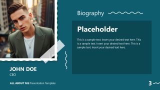 Biography Presentation Slide with Image Placeholder