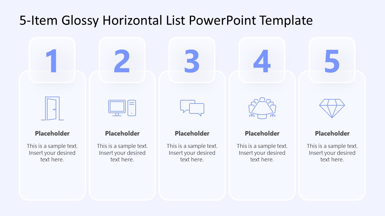 Cover Slide - 5-Item Glossy Horizontal List Template 