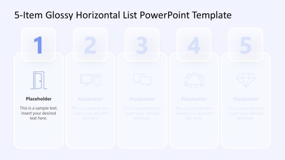 Customizable 5-Item Glossy Horizontal List PPT Template - SlideModel