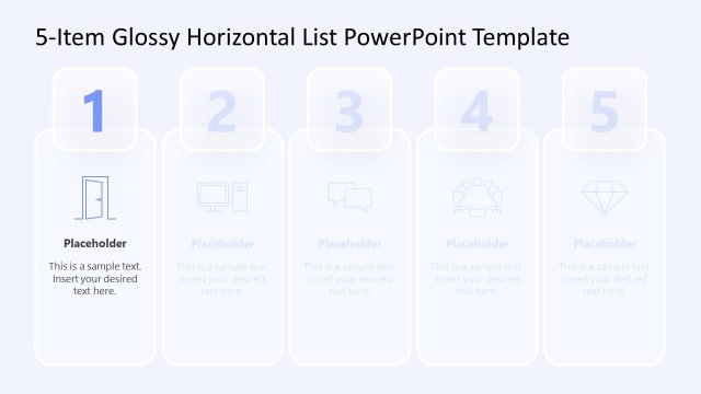 Customizable 5-Item Glossy Horizontal List PPT Template