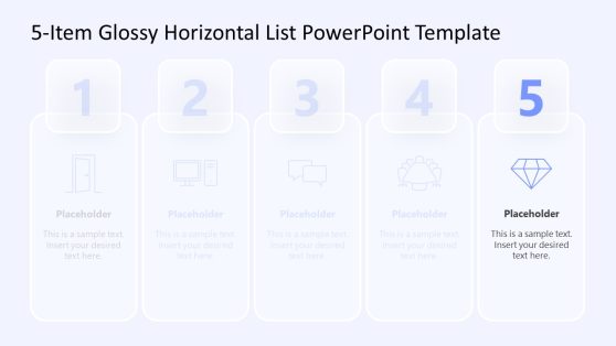 5-Item Glossy Horizontal List Presentation Slide - SlideModel