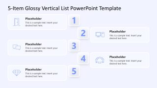 5-Item Glossy Vertical List Presentation Template