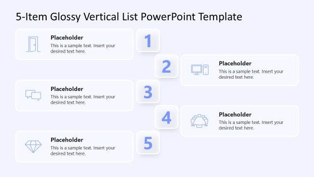Cover Slide – 5-Item Glossy Vertical List PPT Template