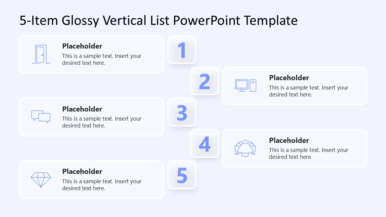 5-Item Glossy Vertical List Presentation Template