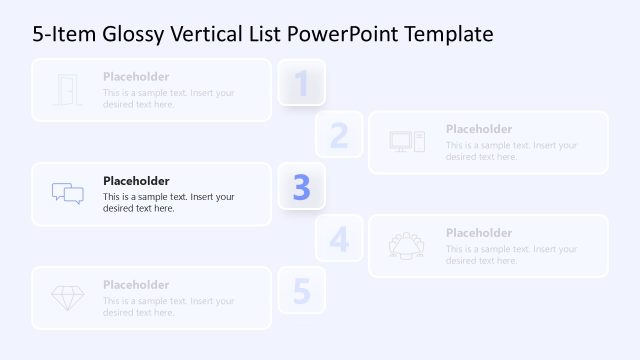 5-Item Glossy Vertical List Template for Presentation