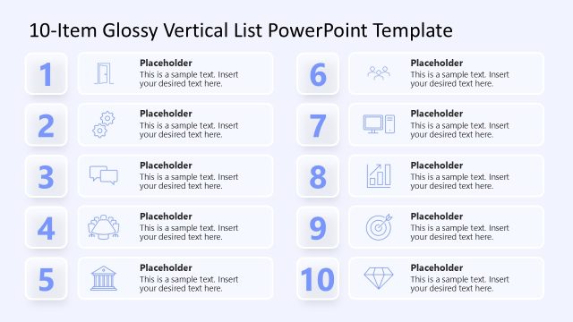 10-Item Glossy Vertical List PowerPoint Template