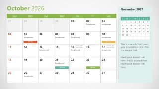 2026 Calendar Presentation Slide With Sunday as First Day