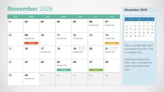 2026 Calendar Slide PPT Layout 