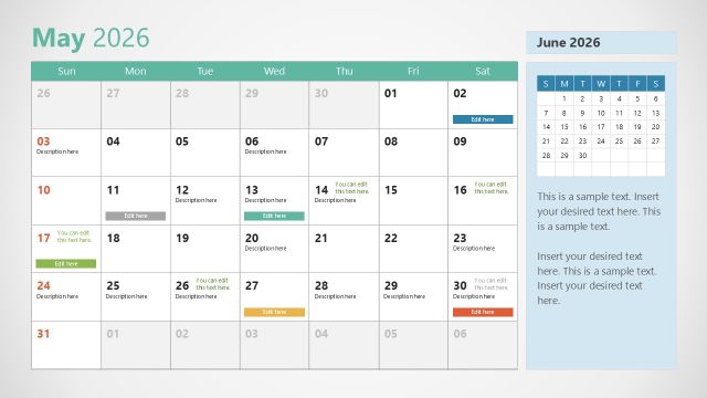 Slide for May – 2026 Calendar Presentation Template