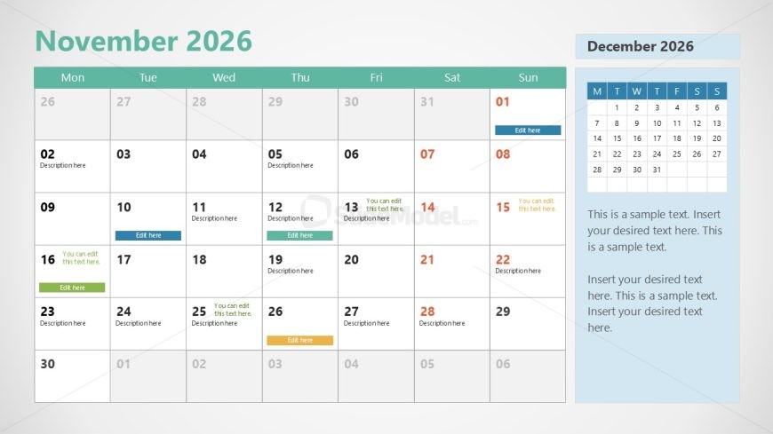 2026 Calendar Slide Layout