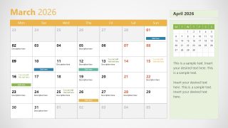 2026 Calendar Template for PowerPoint With Monday as First Day